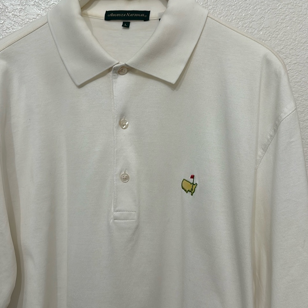 Vintage Augusta National White Golf Polo Shirt L Masters soft Pima cotton